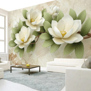 3D Magnolia Flowers Mural Wallpaper