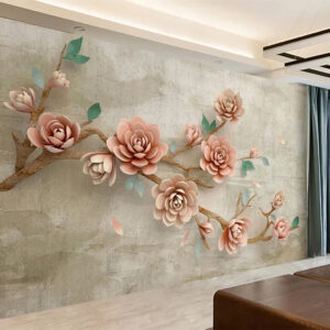 3D roses wall mural for living room | 3d floral wallpaper