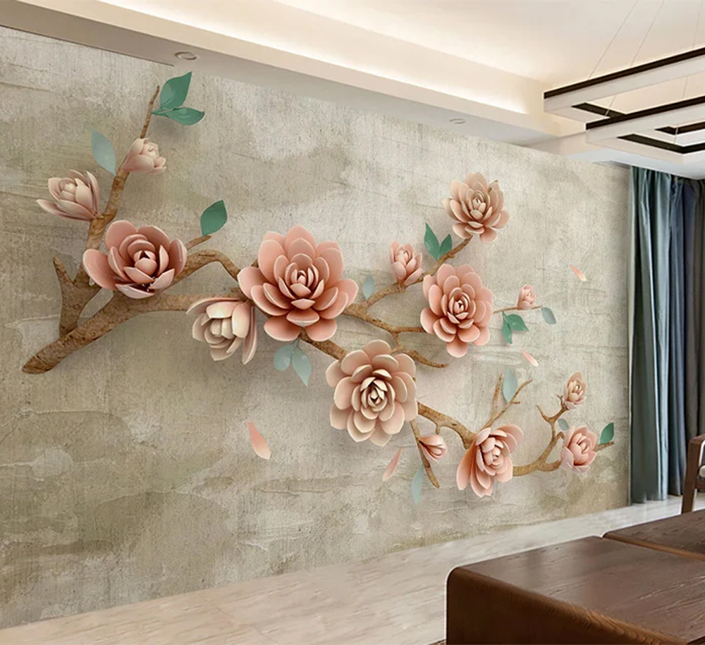 3D roses wall mural for living room | 3d floral wallpaper