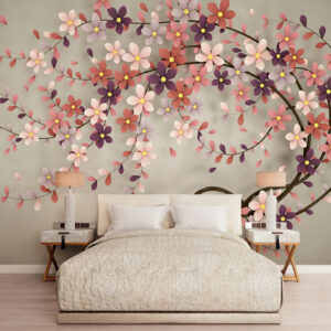 Modern Creative Flowers Tree Mural Wallpaper