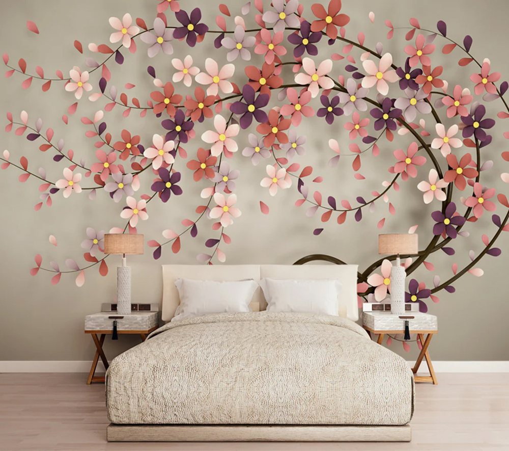 Modern Creative Flowers Tree Mural Wallpaper