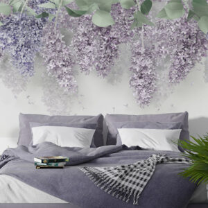 3D Lilac Wisteria Flower Mural Wallpaper