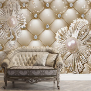 European Style 3D Diamond Flower Jewelry Murals Living Room Wallpaper