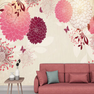 Red Flowers Decorative Wallpaper