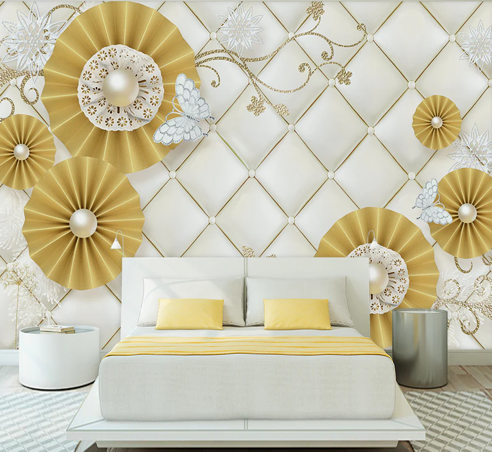 Golden Pearl Flowers Wallpaper