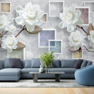 White Rose And Multicolor Square Wallpaper