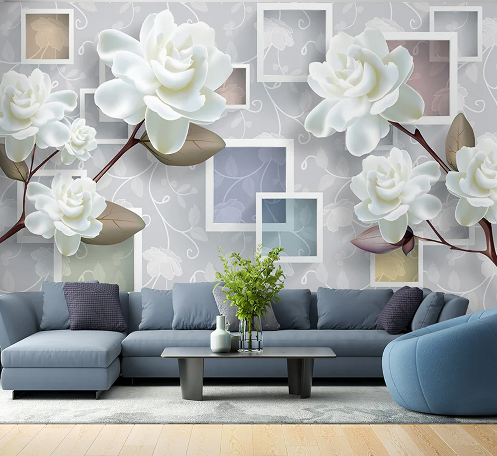 White Rose And Multicolor Square Wallpaper