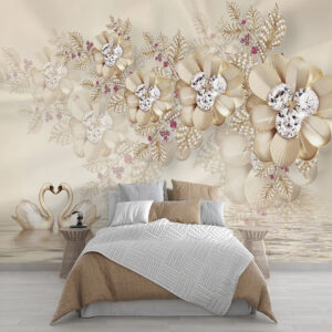 Diamond Flowers And Swan Jewelry Wallpaper