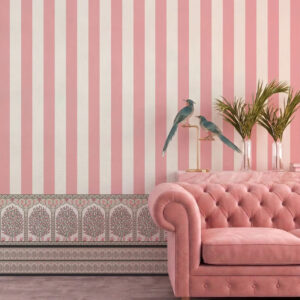 Bahaar Pink Striped Traditional Indian Wallpaper