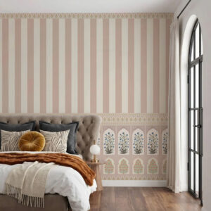 Striped Floral Indian Wallpaper