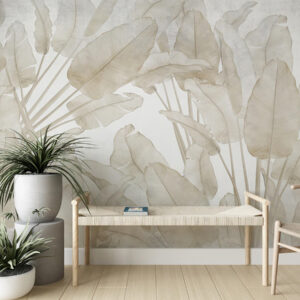 Soft Beige Banana Leaf Wallpaper