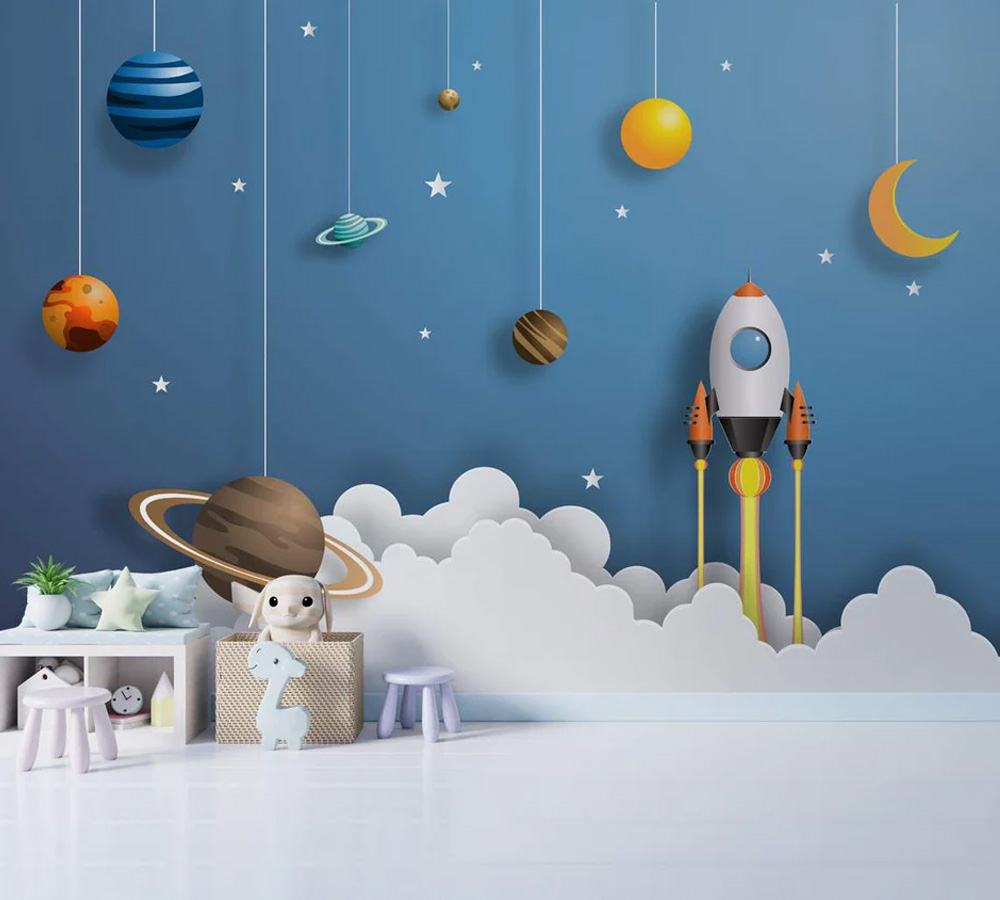Kids 3D Mural Space 3D Wallpaper