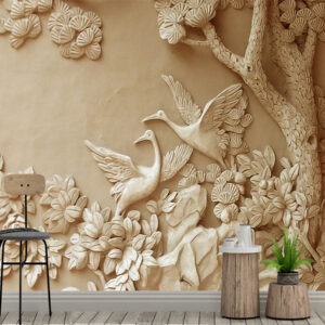 3D Wallpaper Relief Tree Stereo Wall Mural