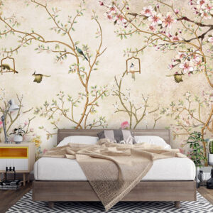 customized Botanical wallpaper | Chinoiserie wallpaper