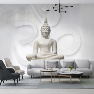 White Buddha Wallpaper for Living Room Wall