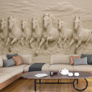 3D Seven Horses Mural Wallpaper