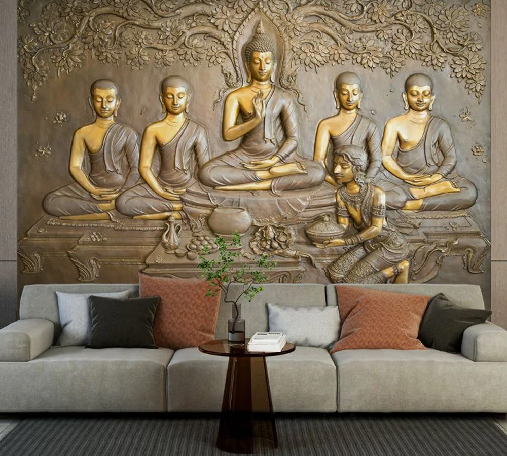 Customize 3D Wallpaper with Gautam Buddha And Shish WAllpaper