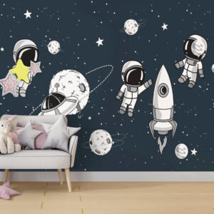 Beautiful Space Planet Starry Sky Wallpaper | Kids Room Wallpaper