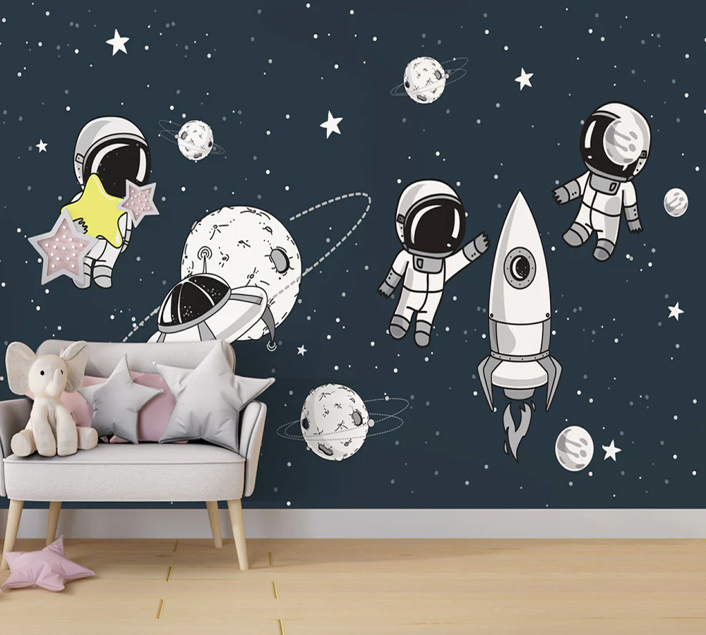 Beautiful Space Planet Starry Sky Wallpaper | Kids Room Wallpaper