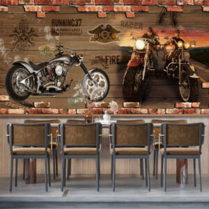 3D Retro Motarcycle Wallpaper For Restaurant Walls