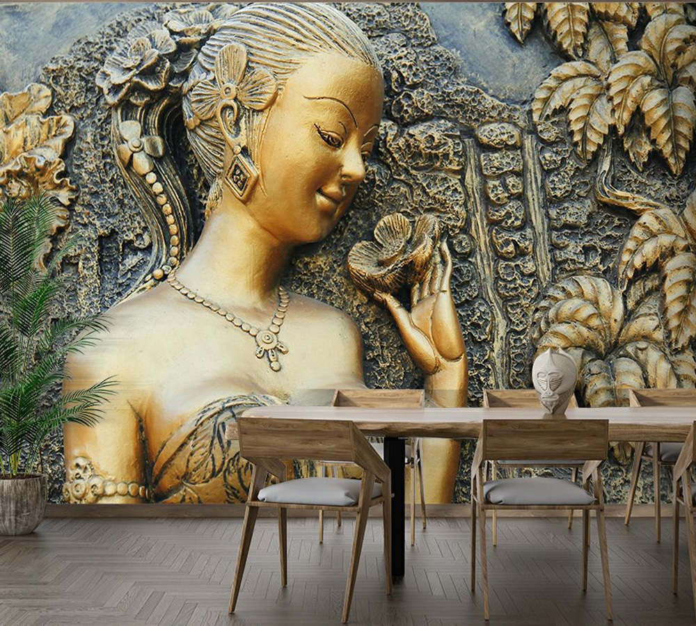 Pretty Women Sculpture 3D Wall Mural Wallpaper