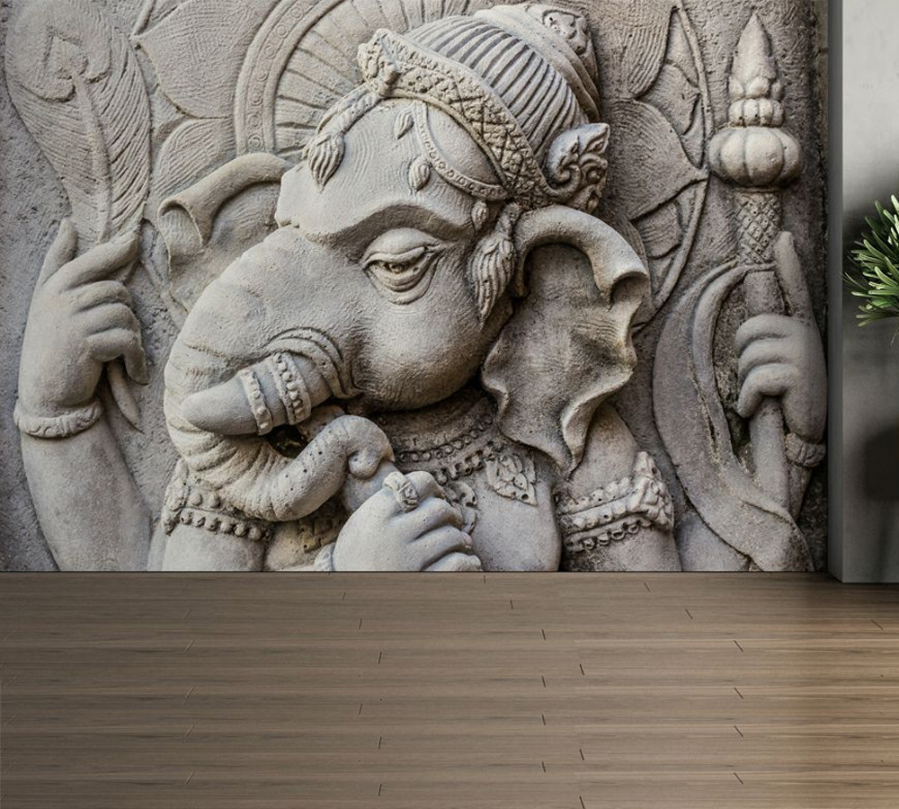3d Lord Ganesha wall mural wallpaper | 3d Ganesha hallway wallpaper