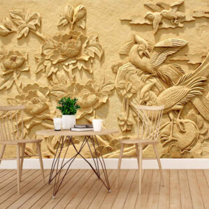 3d peony flower with birds wall mural for living room