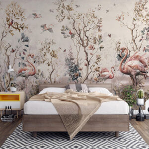 Leaves Tropical Forest And Flamingo Wallpaper