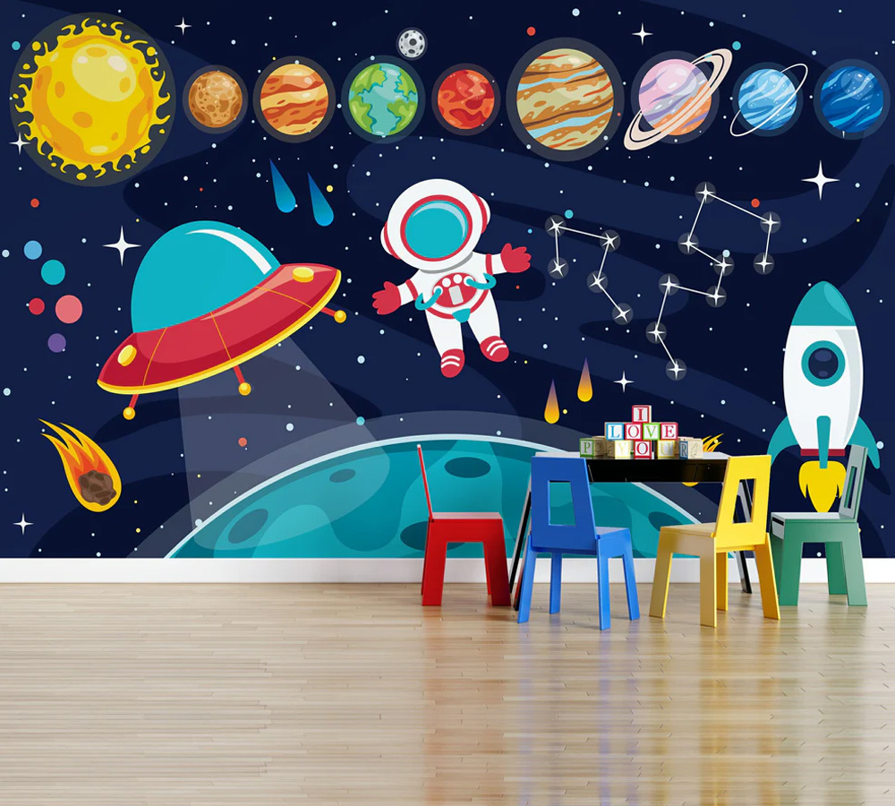 Colorful Planets Of Solar System Kids Wallpaper