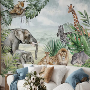 Jungle Safari Wallpaper For Walls, Jungle Animal Wallpaper, Forest Animal Wallpaper For Living Room