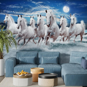 White Horses Running Mural Wallpaper