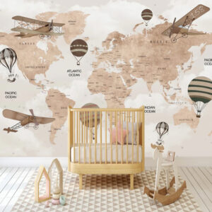 Vintage World Map, Airplane, Air Crafts Wallpaper
