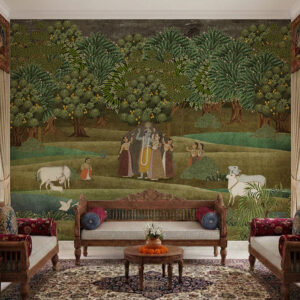 Vrindavan Leela – Indian Spiritual Wall Mural Wallpaper