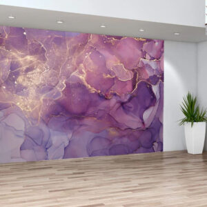 Pink Marble Living room Wall Mural Purple Gold Marble Wallpaper