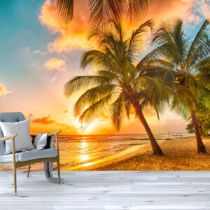 Sunset Ocean View Customize Wallpaper | Nature Wallpaper for Living room | Tree Wallpaper for Walls