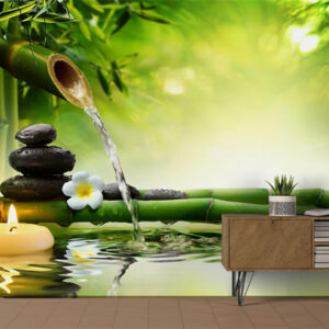 Bamboo Water Fountain 3D Wallpaper