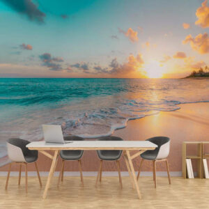 Sunset Beach View 3D Wallpaper, Nature Wallpaper, Blue Wallpaper