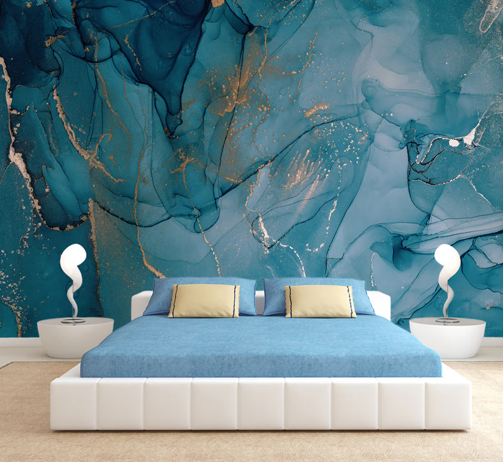 Blue Marble Abstract Wallpaper | Marble Wall Mural