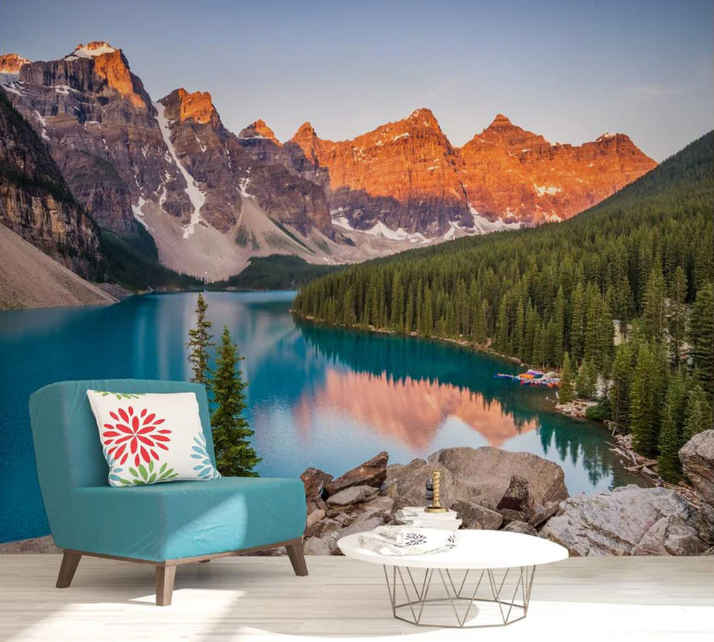 Nature Mountain Forest & River 3D Wallpaper