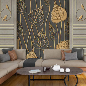 Modern Simple Golden Leaf Wallpaper