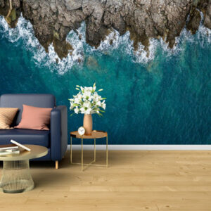 3D Ocean Wallpaper For Bedroom And Living Room, Blue Wave Sea Hitting The Rock