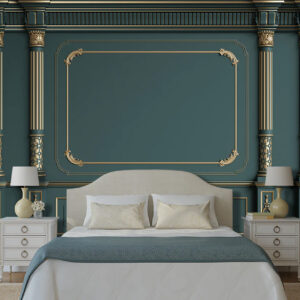 Classic Interior Blue Color Wallpaper For Bedroom