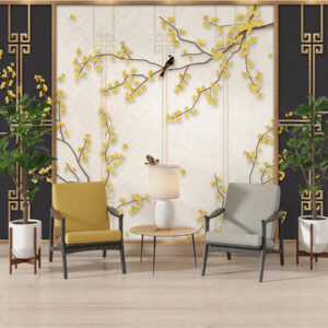 3d chinese floral and bird wallpaper