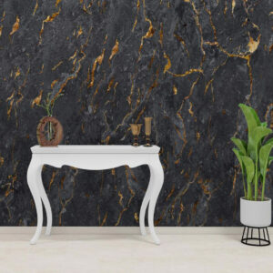 Black Marble Pattern With Golden Texture Abstract Wallpaper